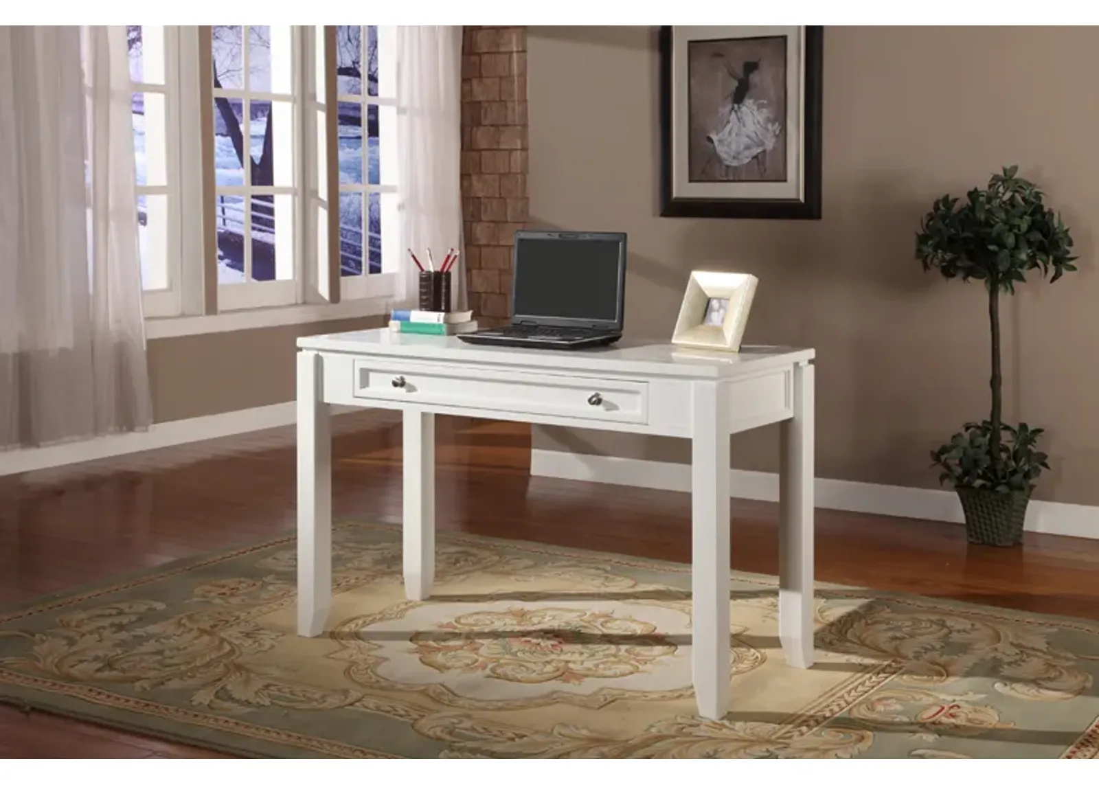 Boca Office Desk in White, 47 Inch