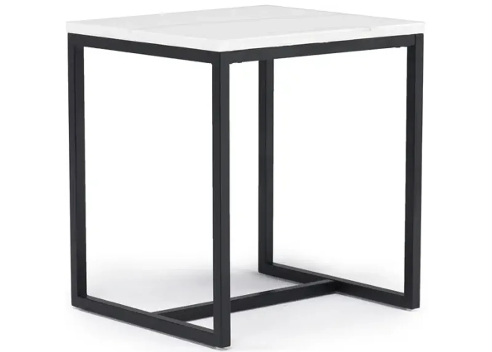 Torin End Table in White Marble/Black