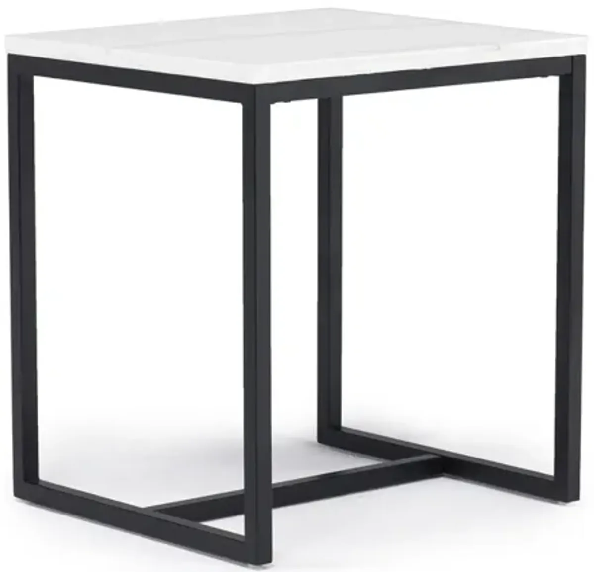 Torin End Table in White Marble/Black