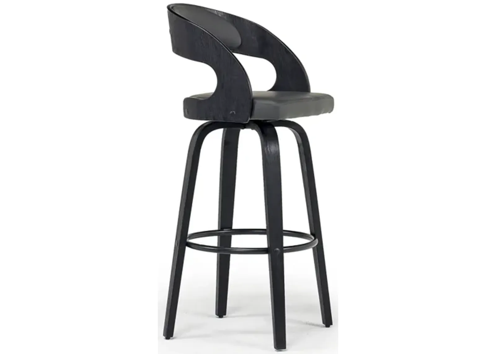 Shelly Swivel Barstool in Black & Gray