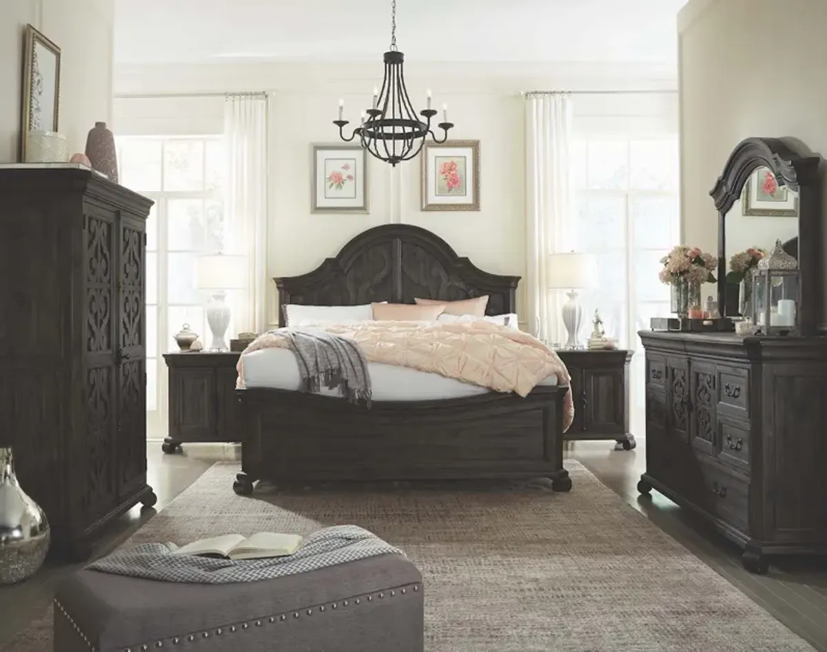 Bellamy Arch Panel Bed in Charcoal, Eastern King