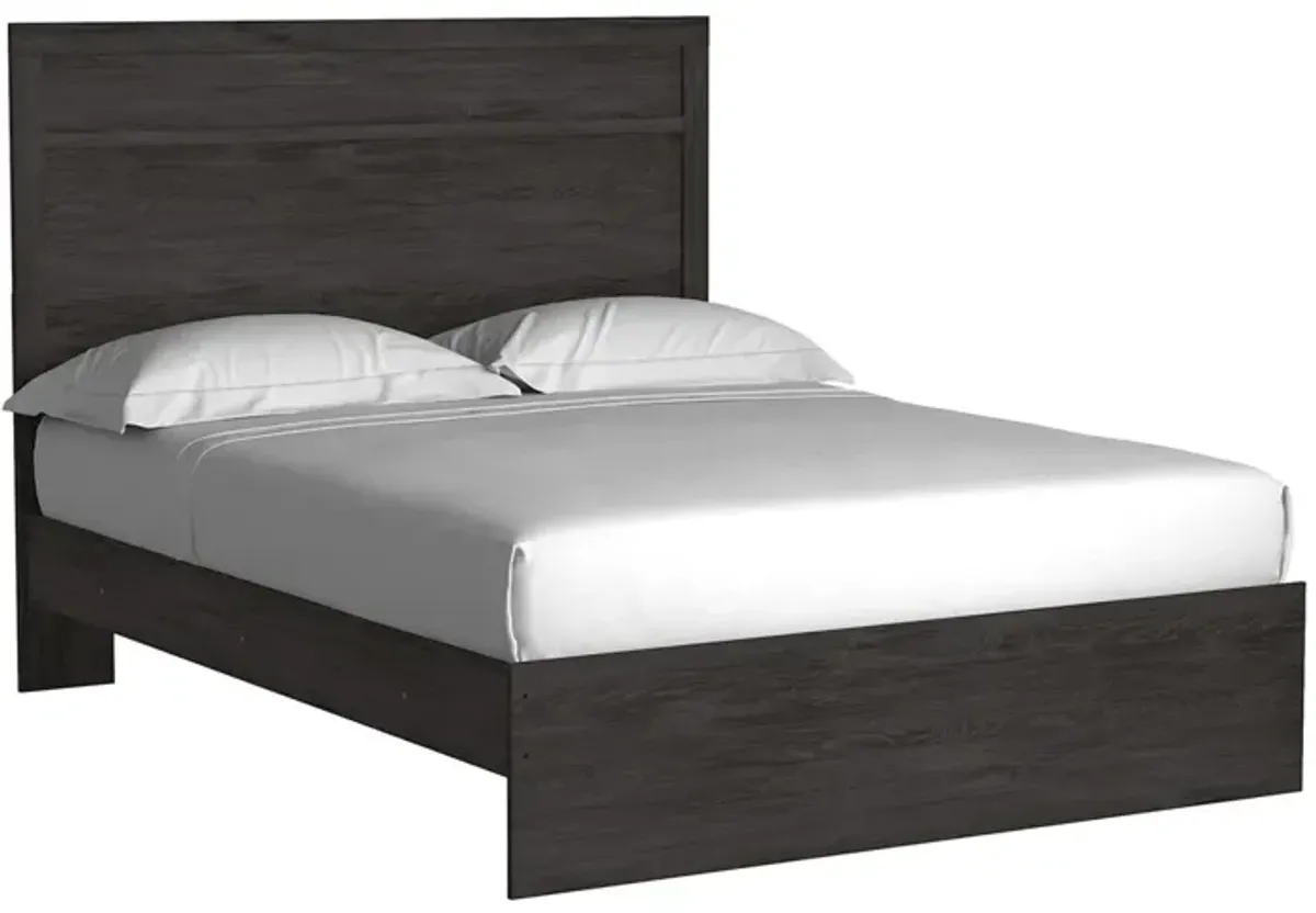 Stelsie Panel Bed, Dresser, Mirror & Nightstand in Charcoal, Queen