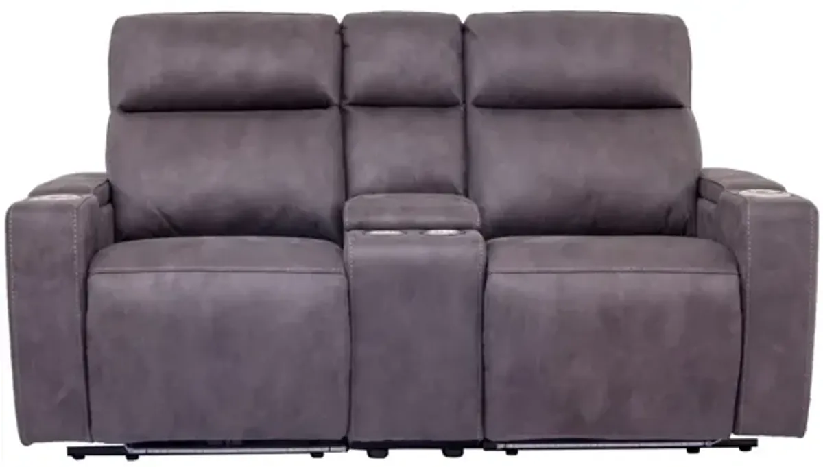 Rhys 2 Power Console Loveseat in Gray