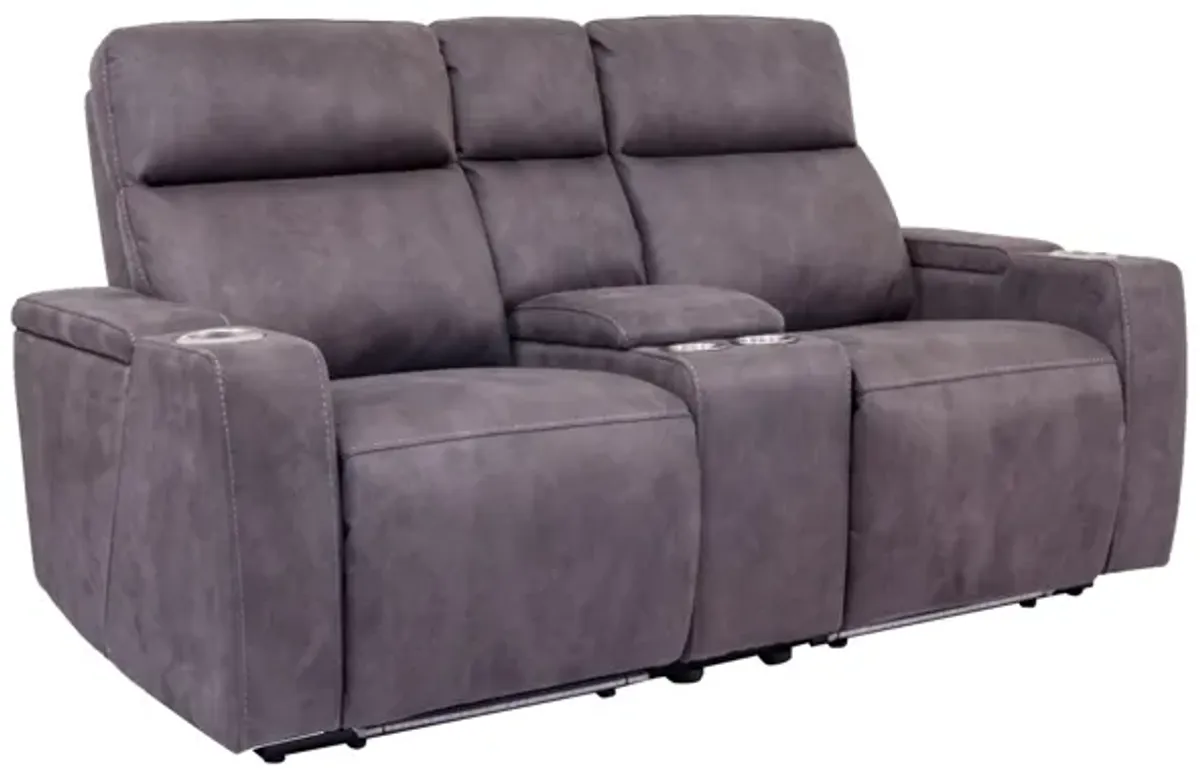 Rhys 2 Power Console Loveseat in Gray