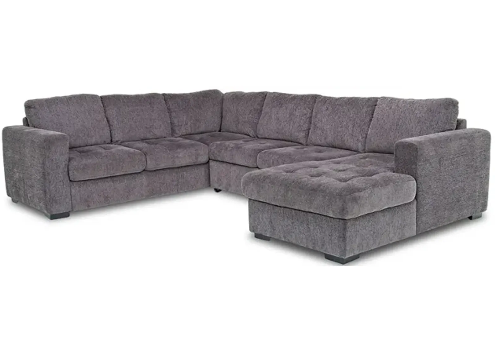 Claire Full Pullout Tux Chaise Sectional in Posh Smoke, Right Facing