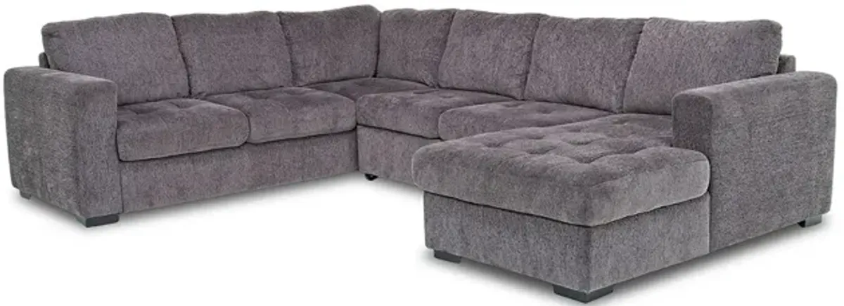 Claire Full Pullout Tux Chaise Sectional in Posh Smoke, Right Facing