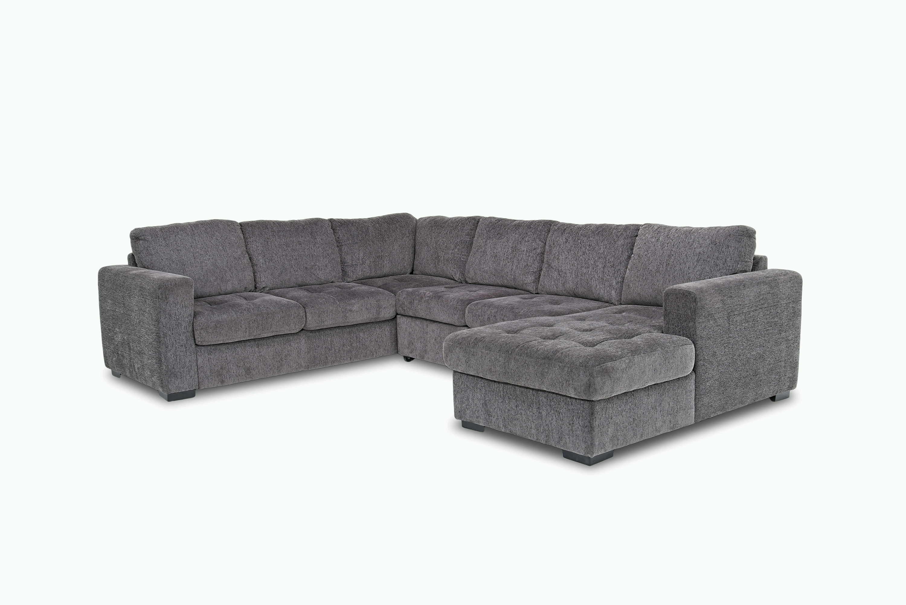 Claire Full Pullout Tux Chaise Sectional in Posh Smoke, Right Facing