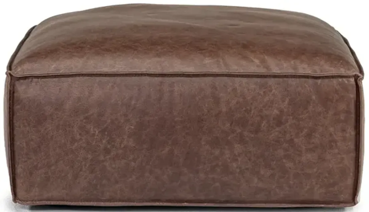 Jakob Accent Ottoman in Brown Leather