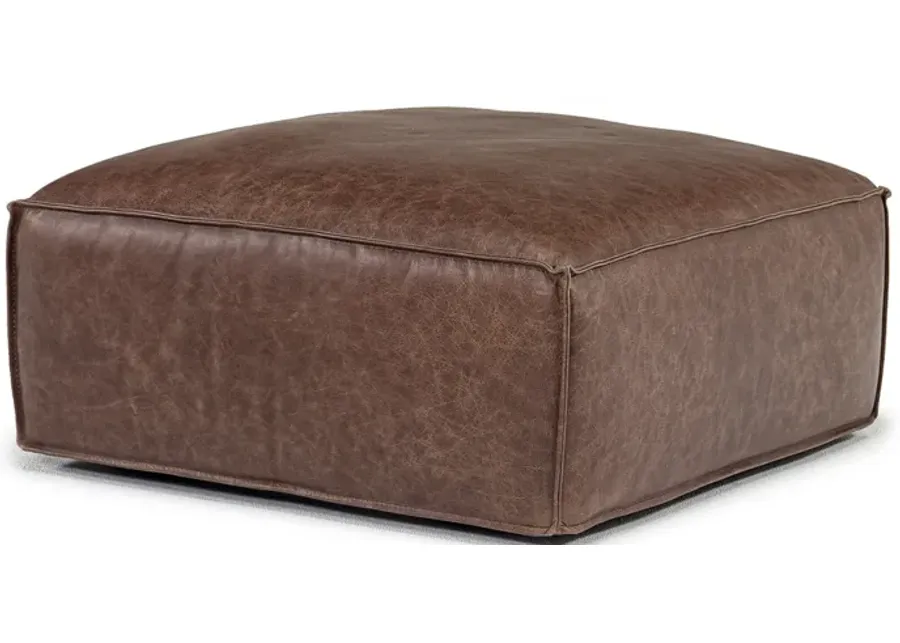 Jakob Accent Ottoman in Brown Leather