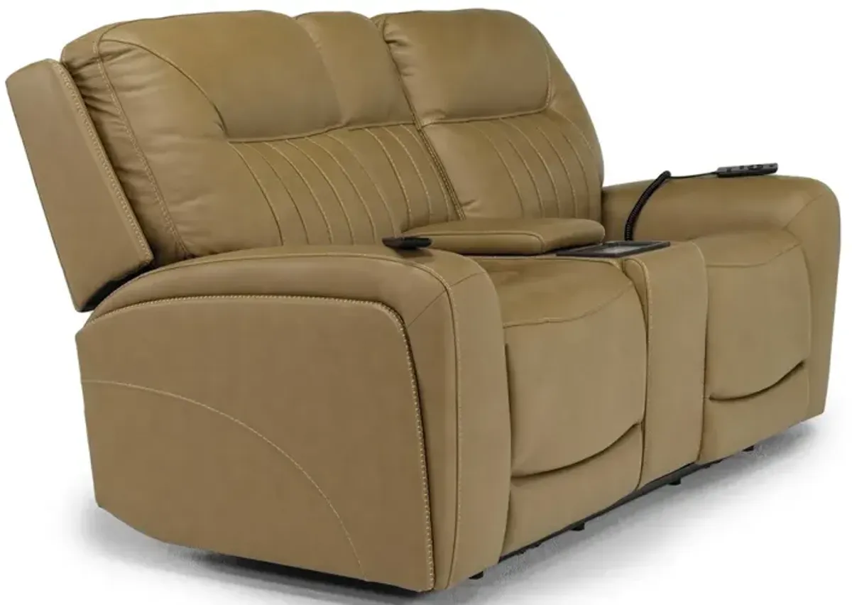 Banks 3 Power Console Loveseat in Aline Butternut Leather