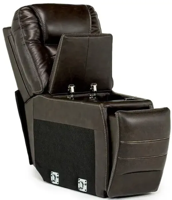 Malibu Theater Console w/ USB Charger in Chocolate Leather