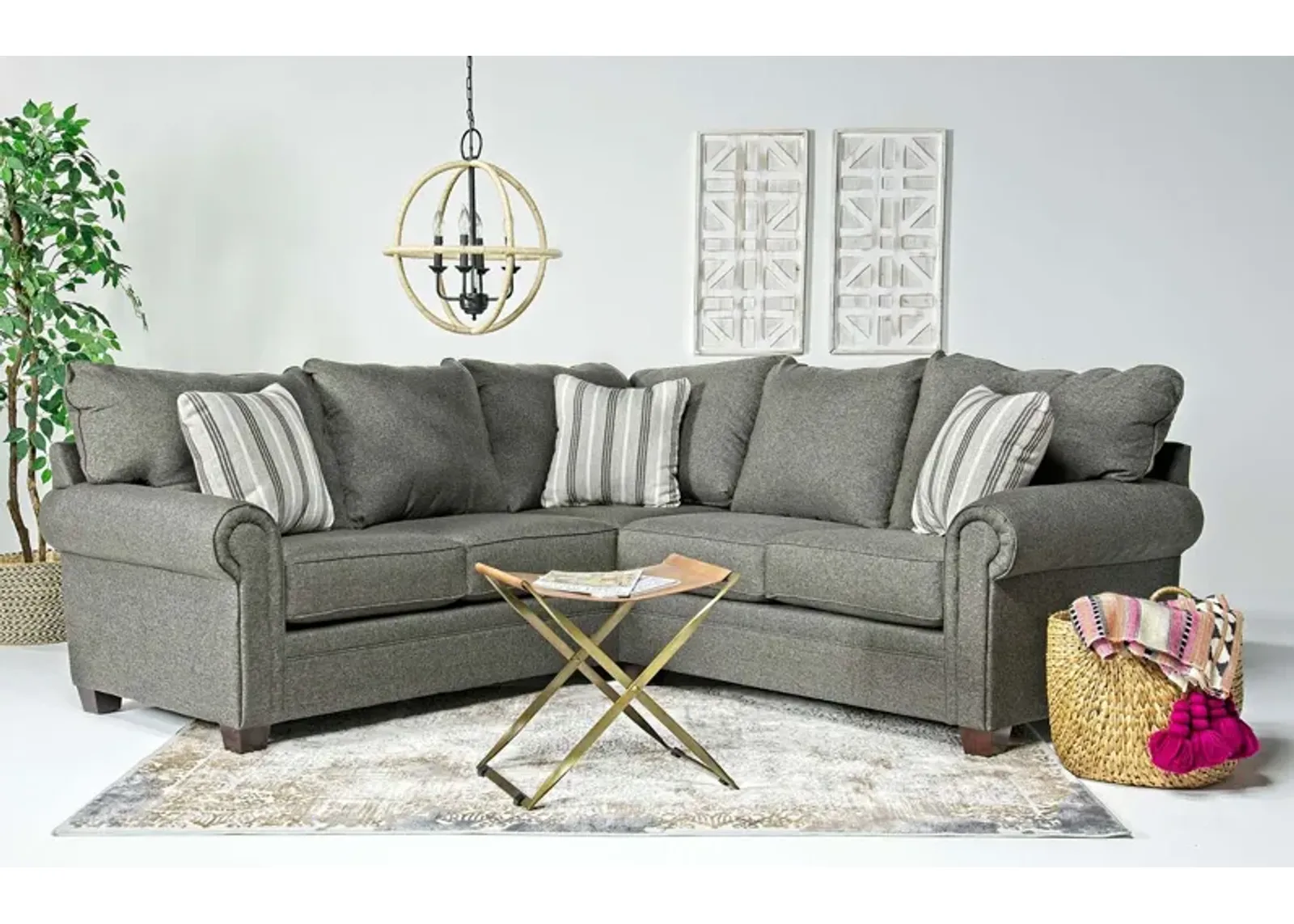 Cordoba Tux Loveseat Sectional in Splash Charcoal, Right Facing