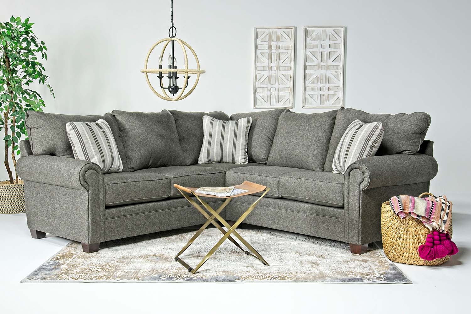 Cordoba Tux Loveseat Sectional in Splash Charcoal, Right Facing