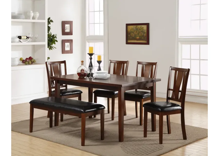 Dixon Dining Table, 4 Chairs & Bench in Espresso