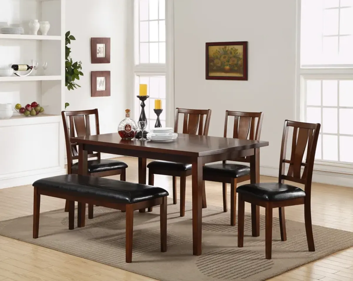 Dixon Dining Table, 4 Chairs & Bench in Espresso