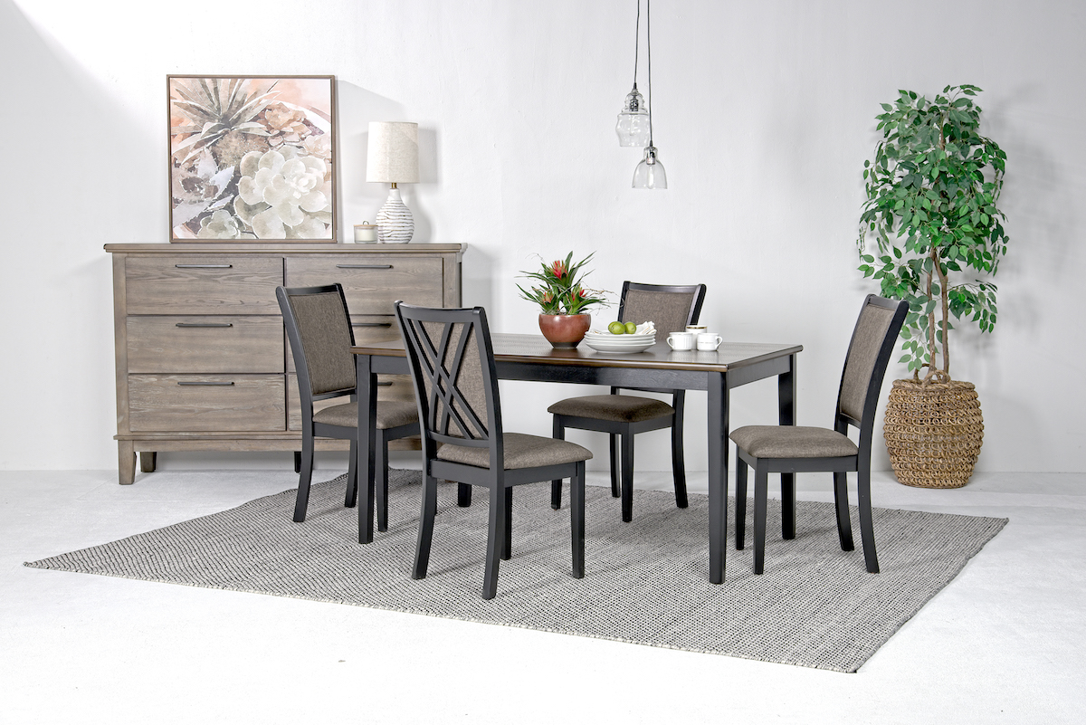 Potomac Dining Table & 4 Chairs in Brown / Black