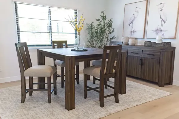 Meadow Counter Height Dining Table & 4 Stools in Brown