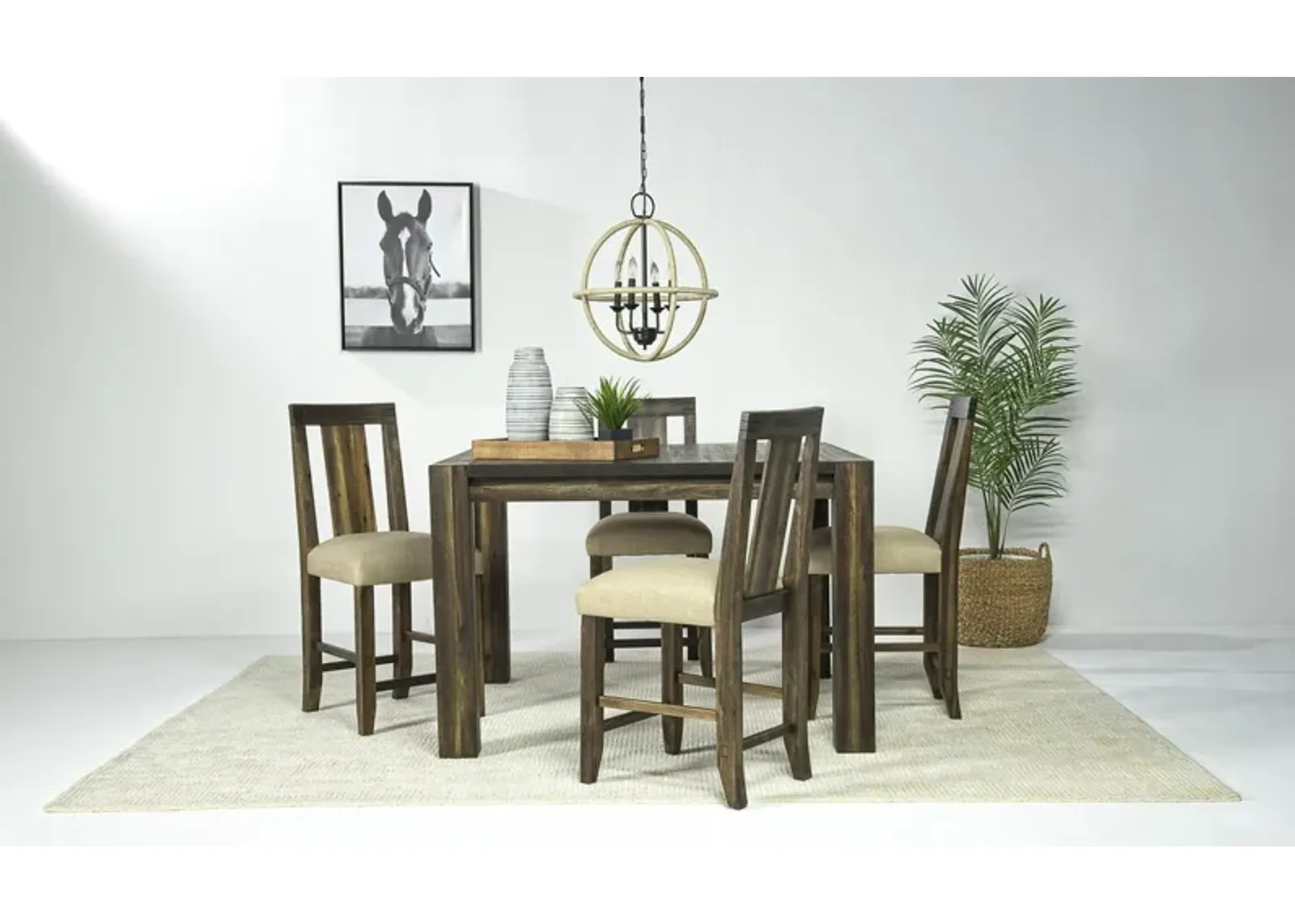 Meadow Counter Height Dining Table & 4 Stools in Brown