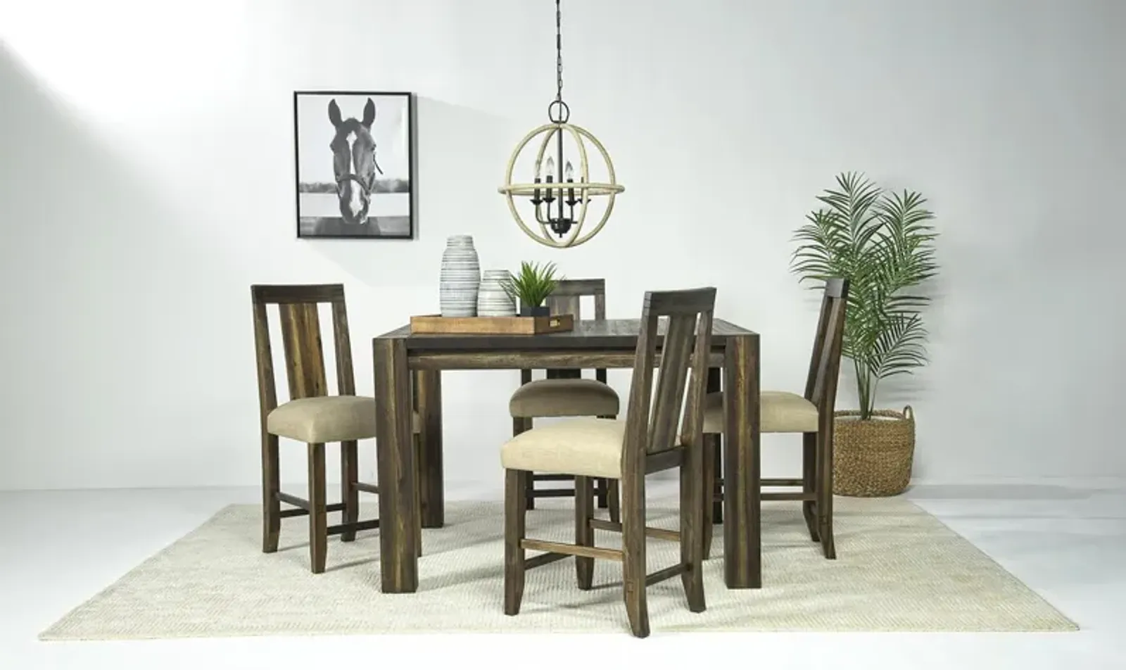 Meadow Counter Height Dining Table & 4 Stools in Brown