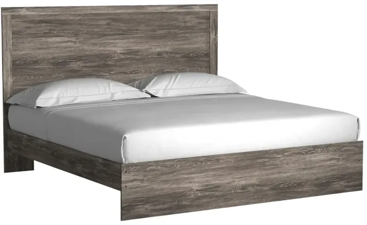 Stelsie Panel Bed, Dresser, Mirror & Nightstand in Gray, Eastern King