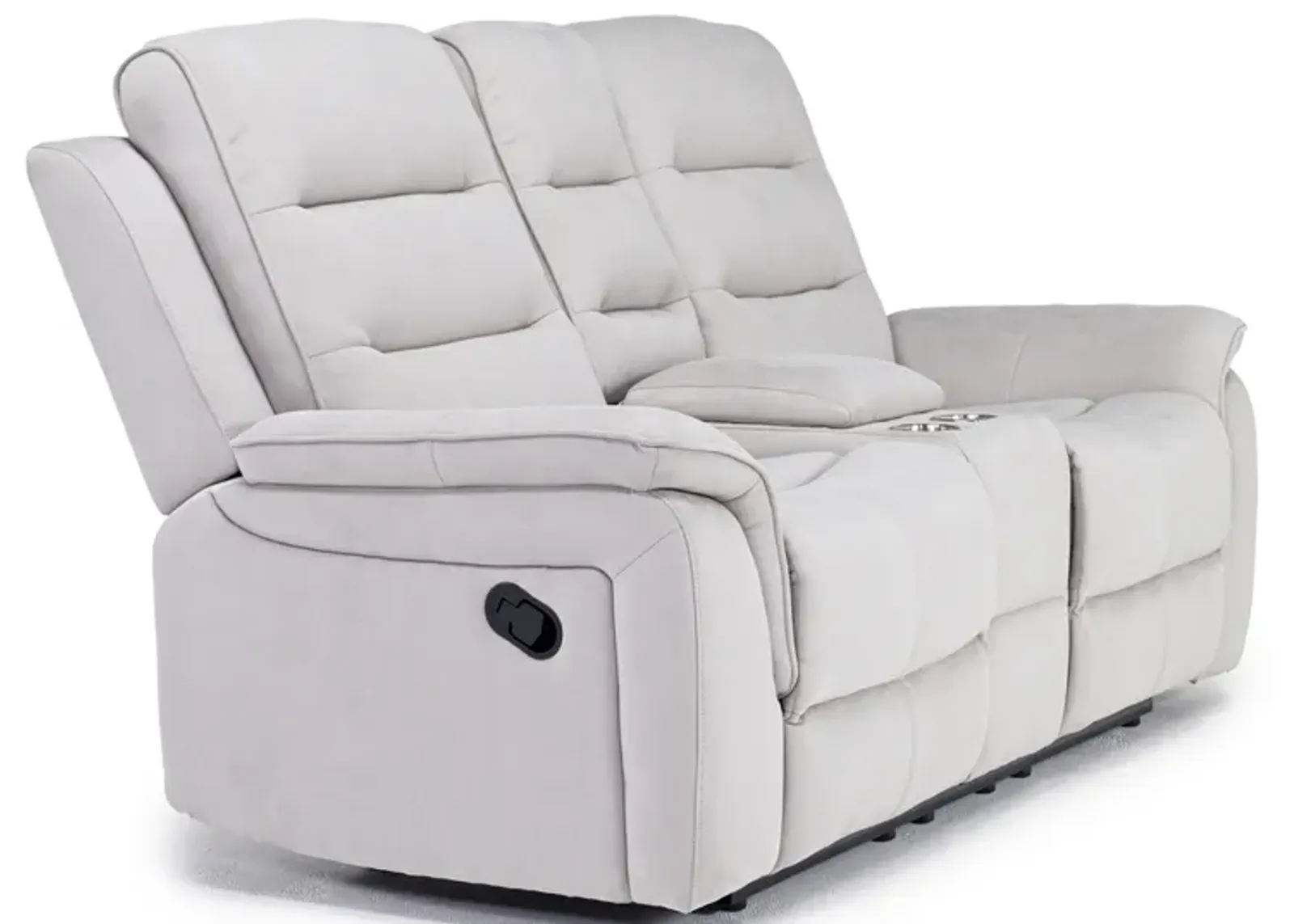 Chanell Reclining Console Loveseat in New Nappa Light Gray