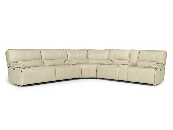 Sofia 3 Piece 3 Power Sectional in Cream Leather