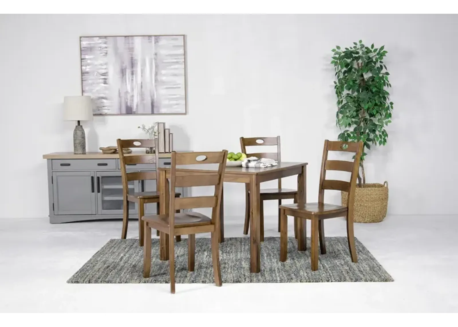 Salem Square Dining Table & 4 Chairs in Tobacco