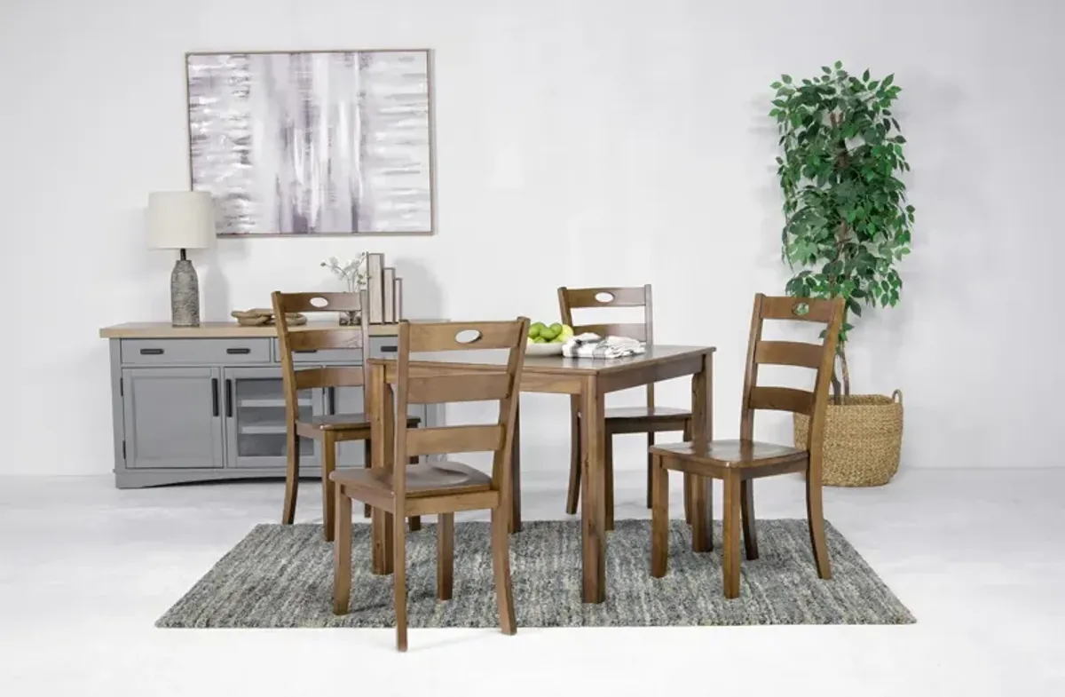 Salem Square Dining Table & 4 Chairs in Tobacco