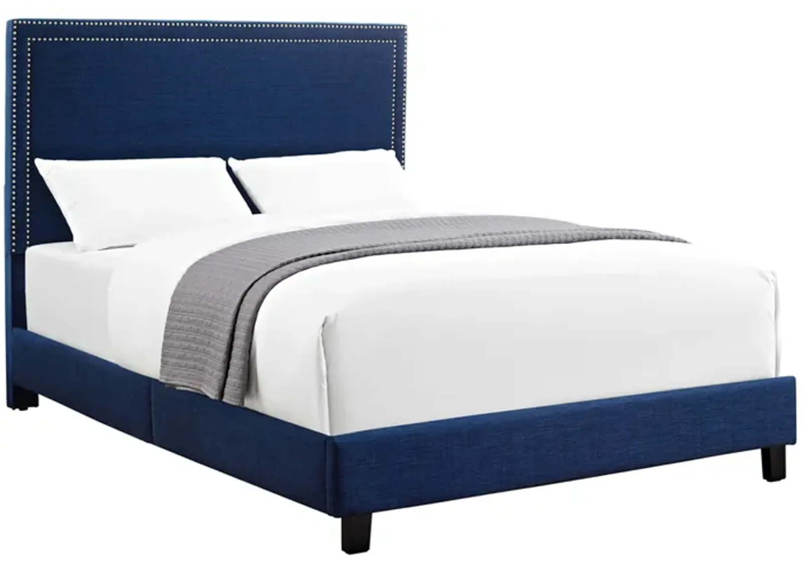 Emery Upholstered Bed in Blue, Queen