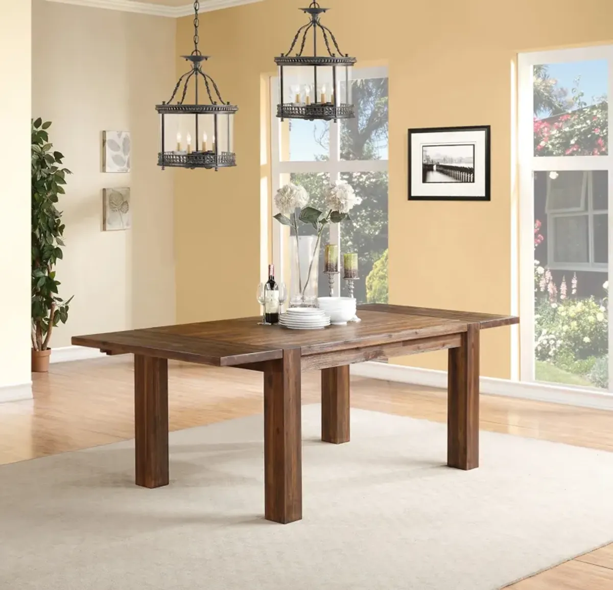 Meadow Extendable Dining Table & 4 Chairs in Brown