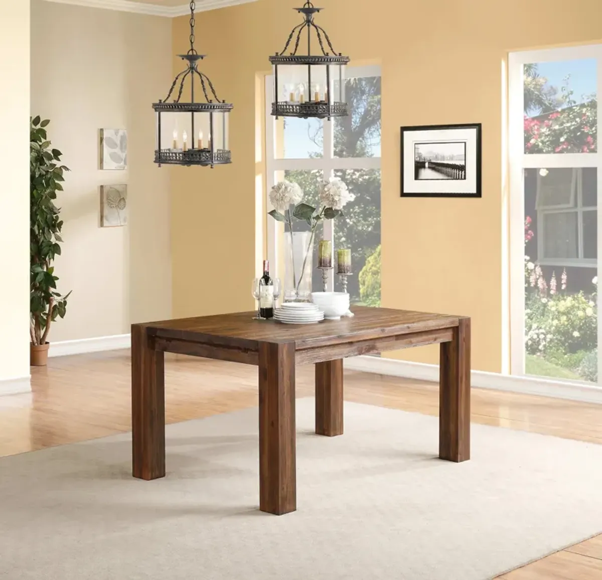 Meadow Extendable Dining Table & 4 Chairs in Brown