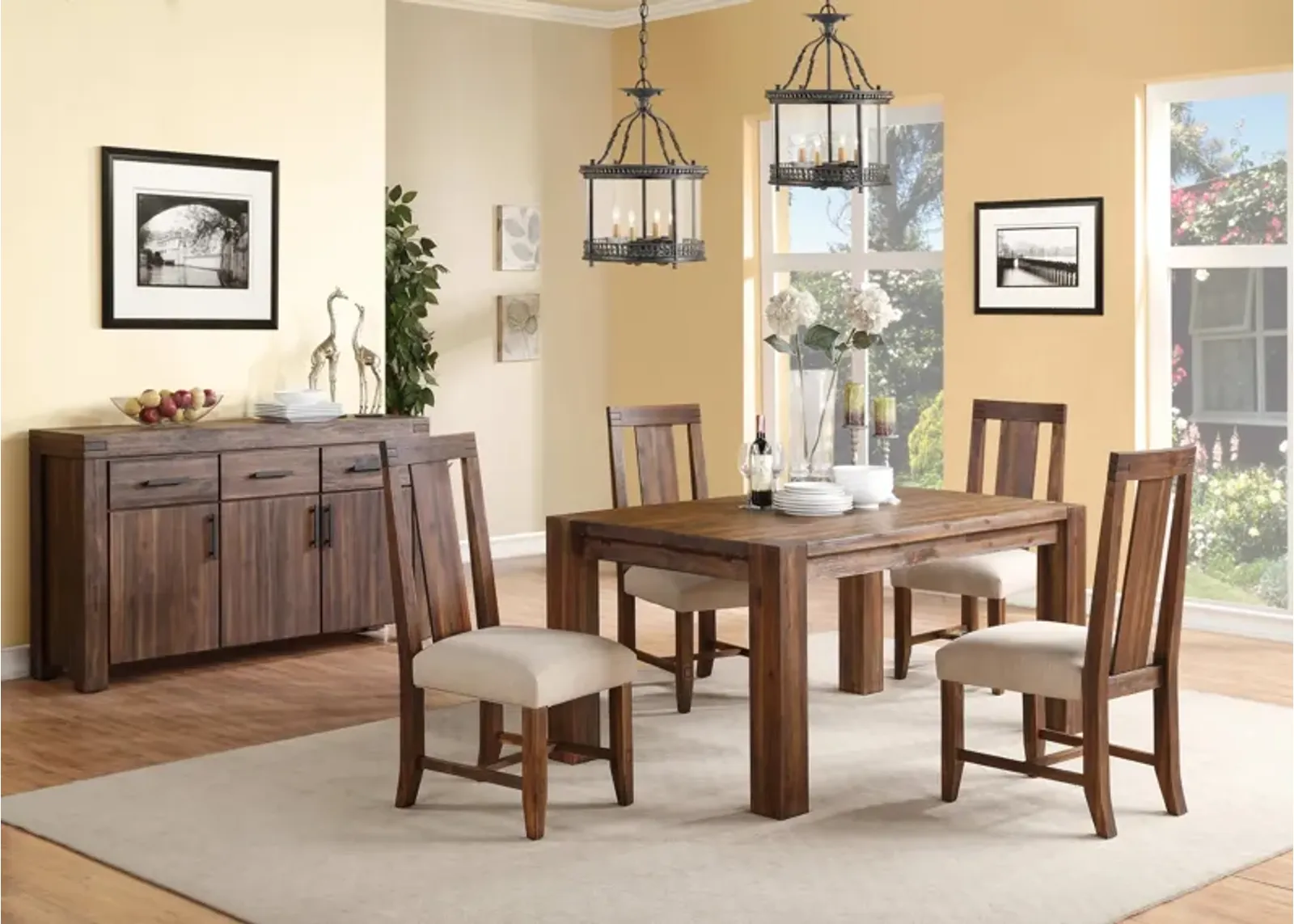 Meadow Extendable Dining Table & 4 Chairs in Brown