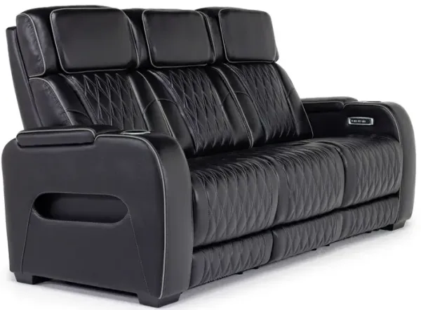 Boyington 2 Power Sofa w/ Drop Down Table in Black Leather