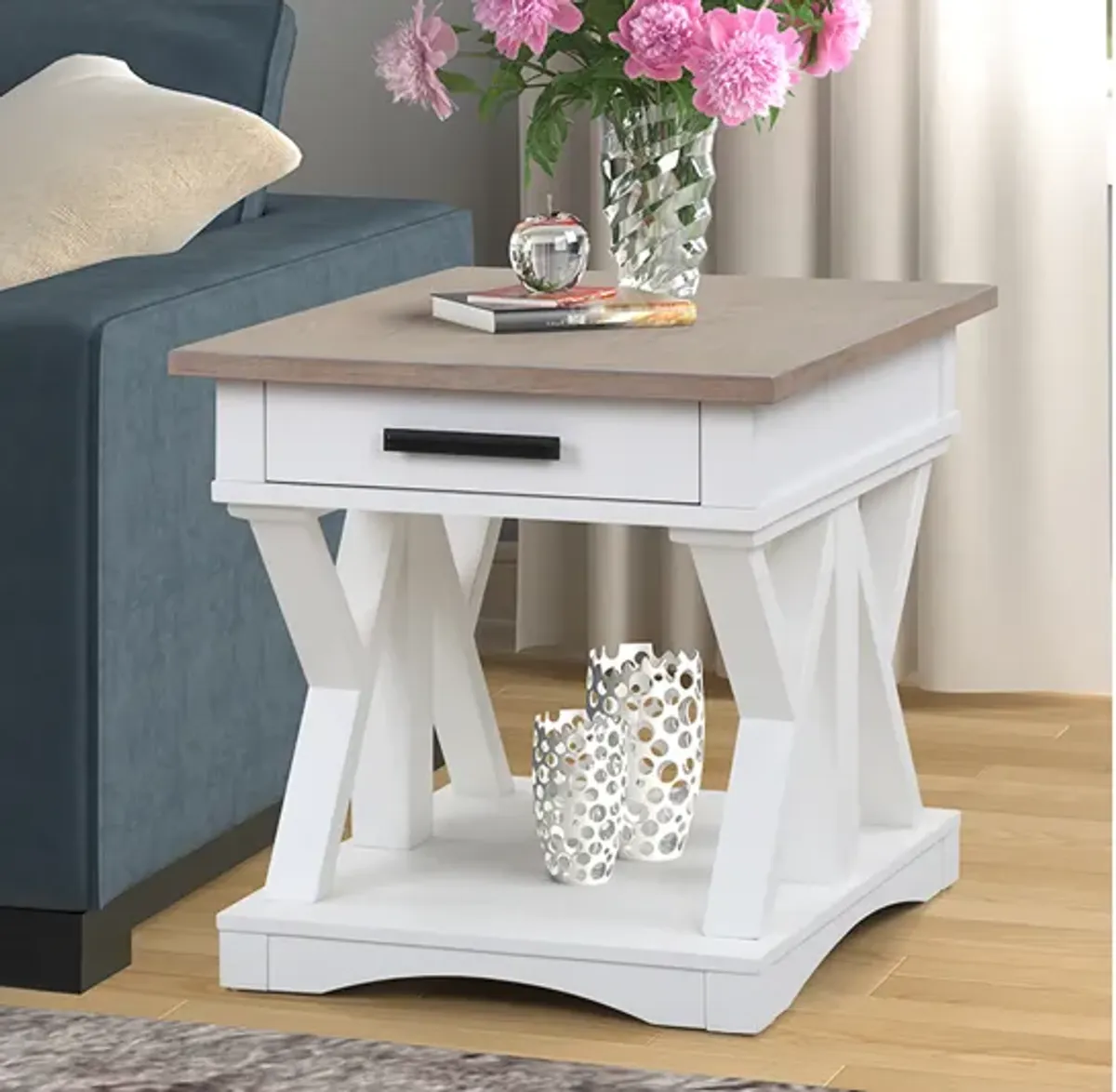 Americana End Table in White