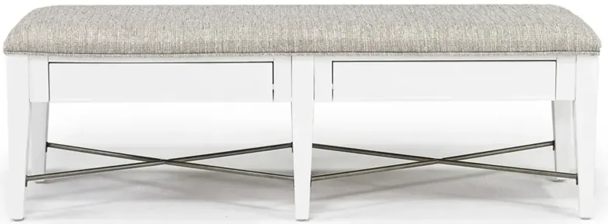 Bay Creek Upholstered Bench w/ Storage in Chalk White