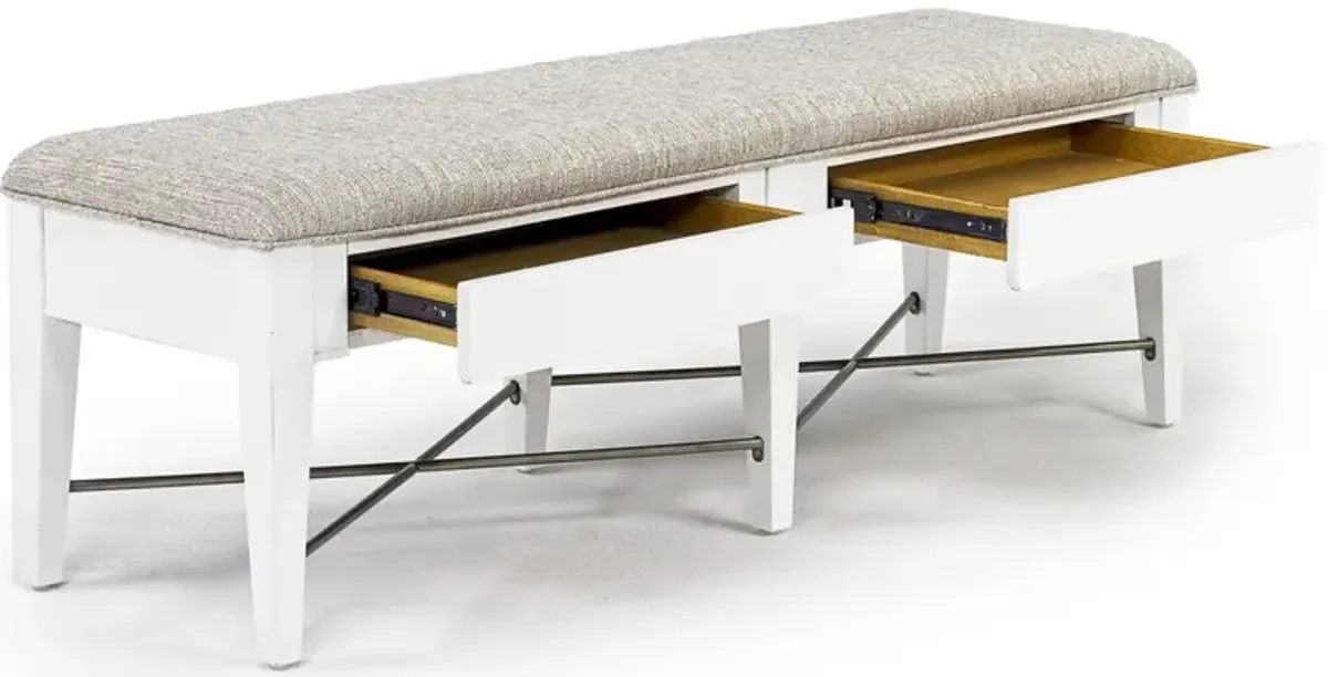 Bay Creek Upholstered Bench w/ Storage in Chalk White