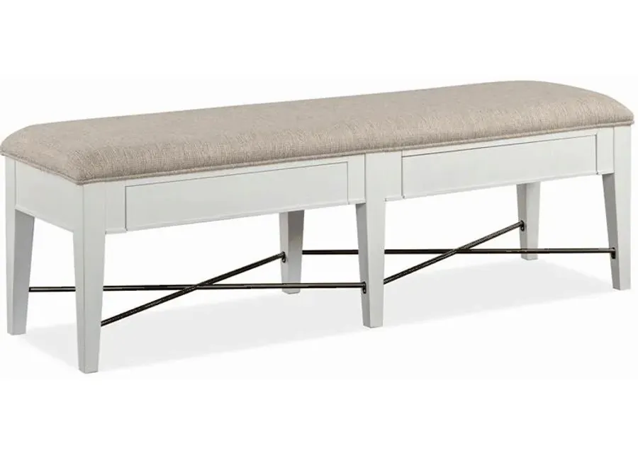 Bay Creek Upholstered Bench w/ Storage in Chalk White