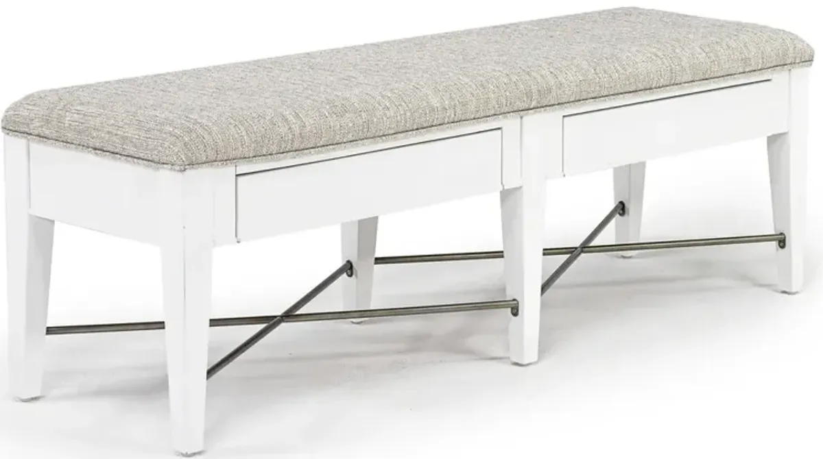 Bay Creek Upholstered Bench w/ Storage in Chalk White