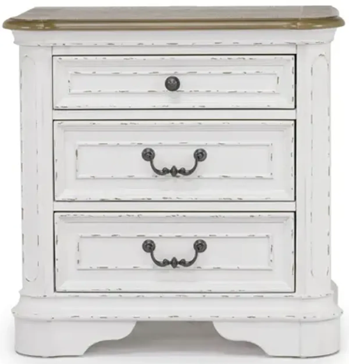 Bellevue Nightstand in Antique White & Walnut