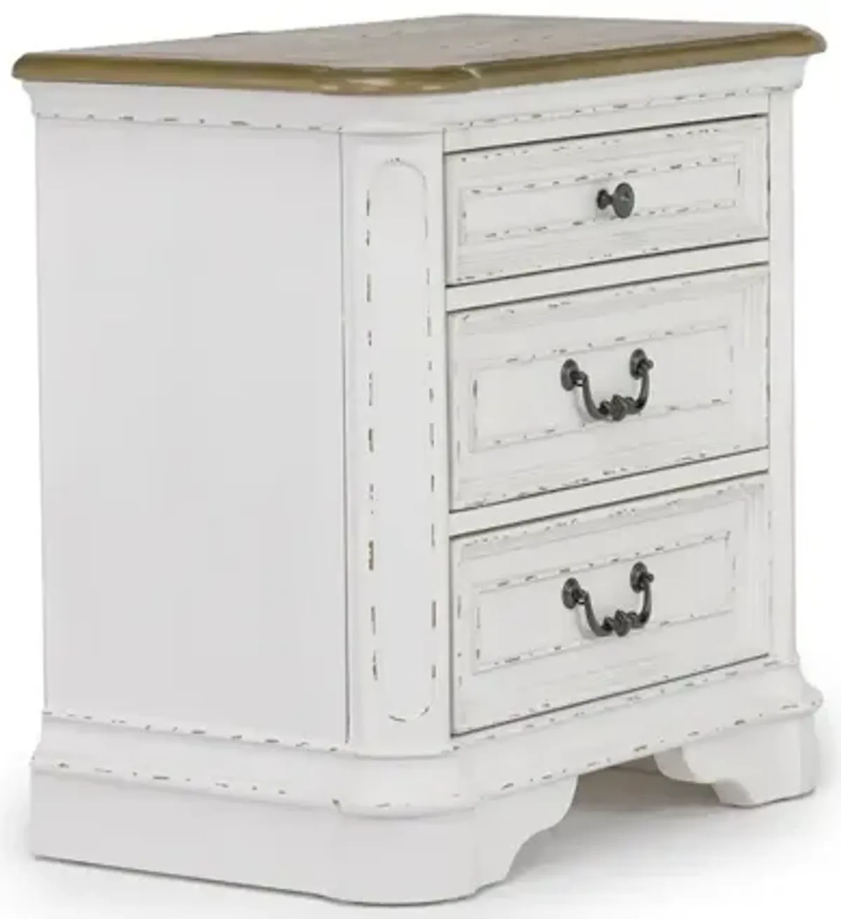 Bellevue Nightstand in Antique White & Walnut