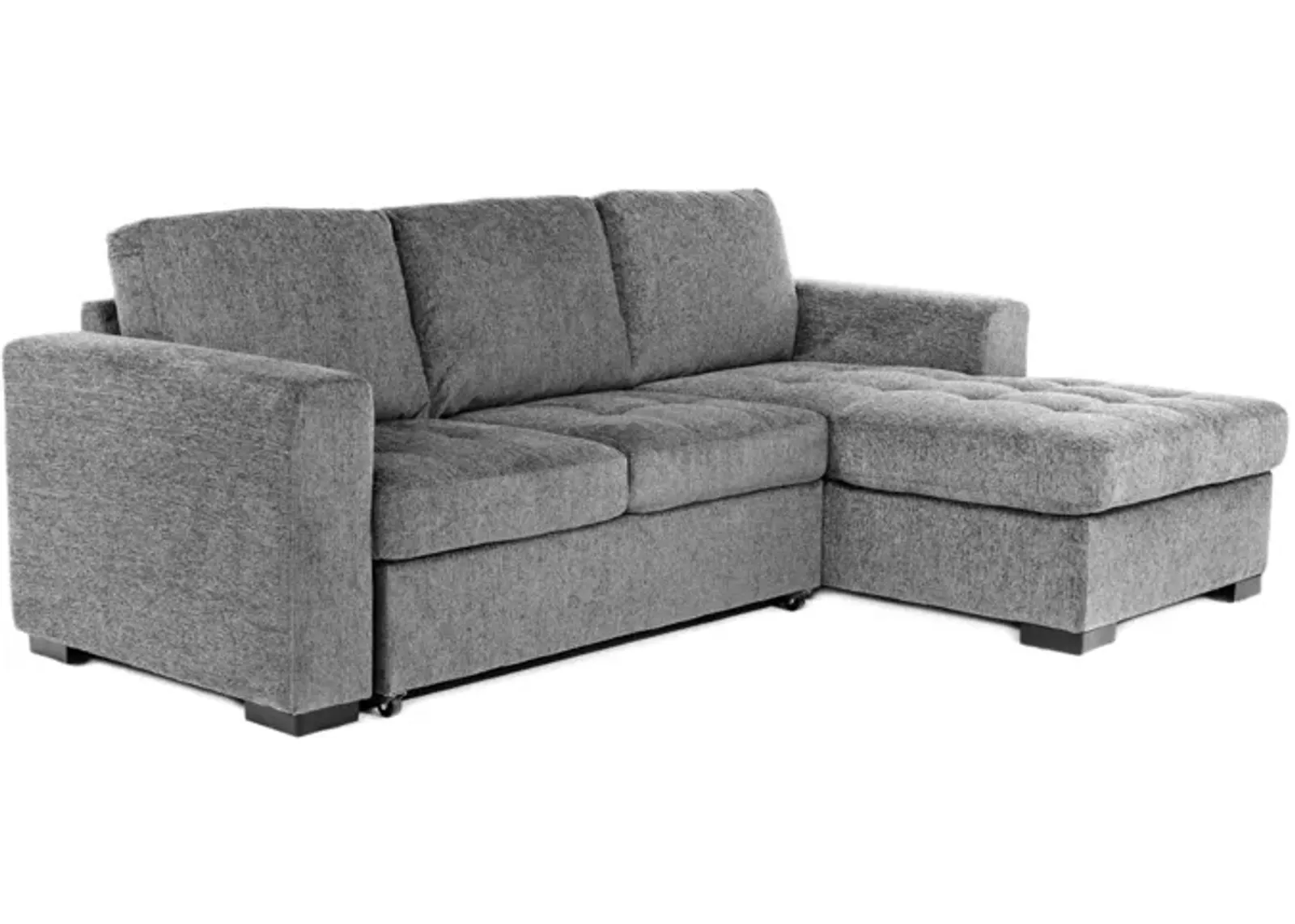 Claire Full Pullout Sofa Chaise in Posh Smoke, Right Facing