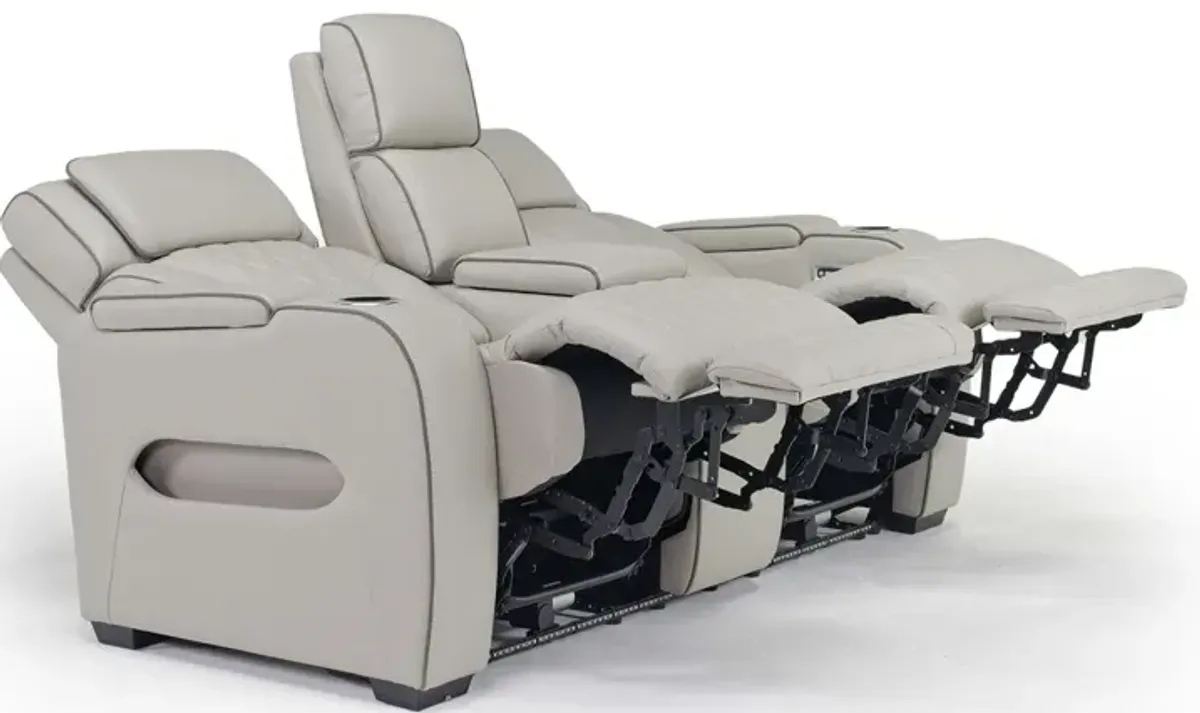 Boyington 2 Power Console Loveseat in Gray Leather