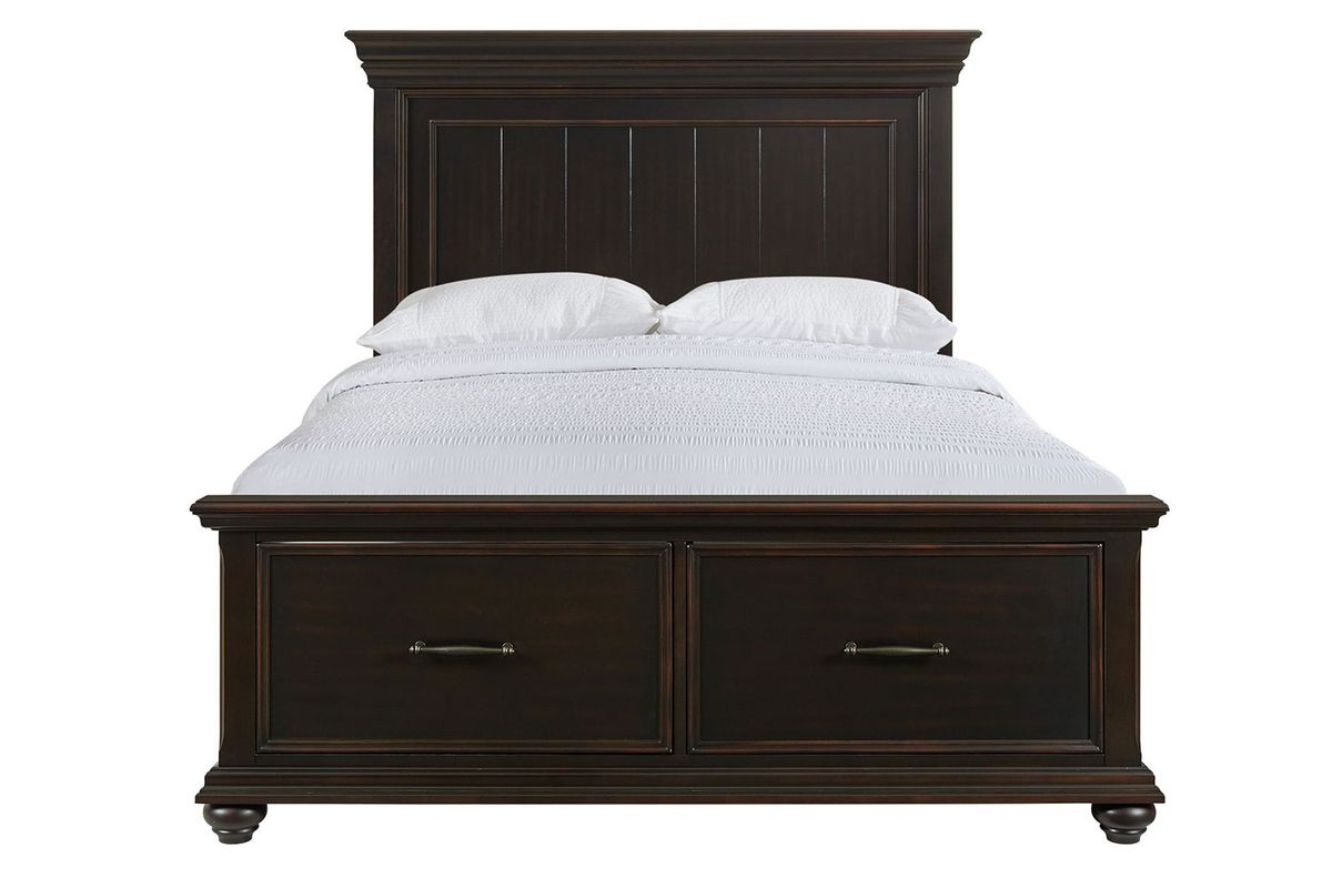 Slater Panel Bed w/ Storage in Black, Queen