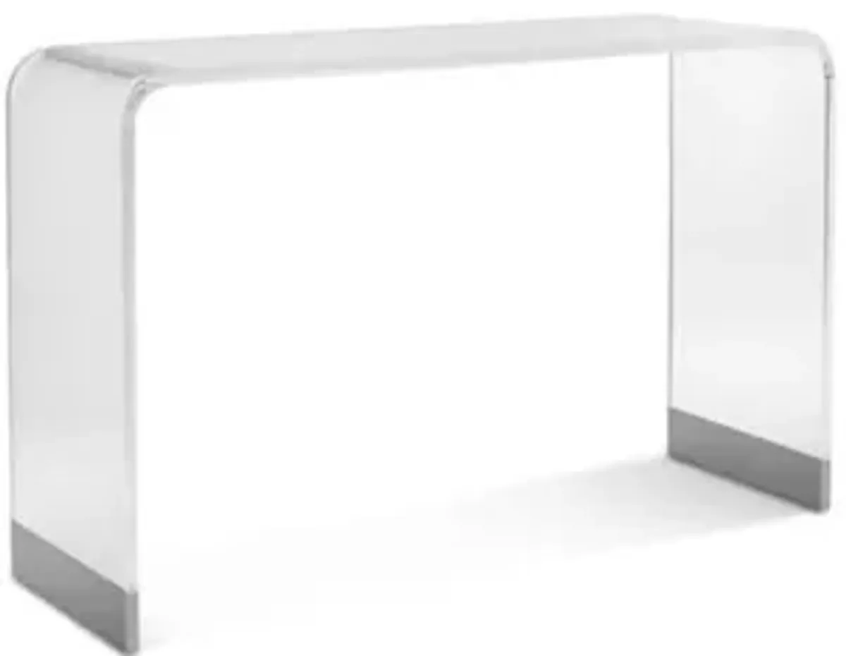 Bowie Sofa Table in Clear Acrylic/Brushed Stainless Steel