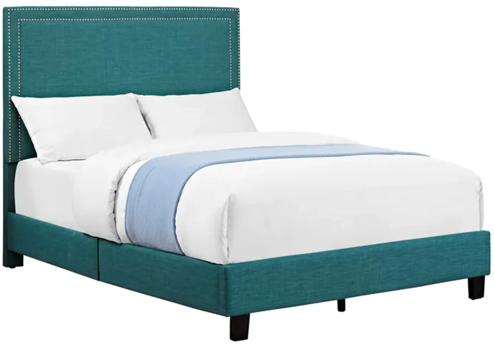 Emery Upholstered Bed in Teal, Queen