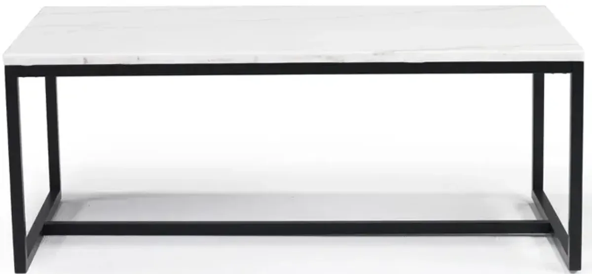 Torin Coffee Table in White Marble/Black