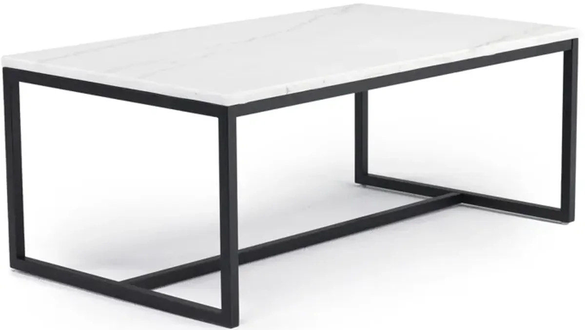 Torin Coffee Table in White Marble/Black