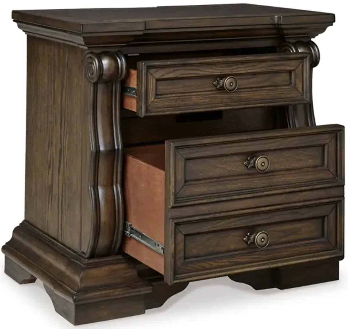 Maylee 2 Drawer Charging Nightstand in Dark Brown