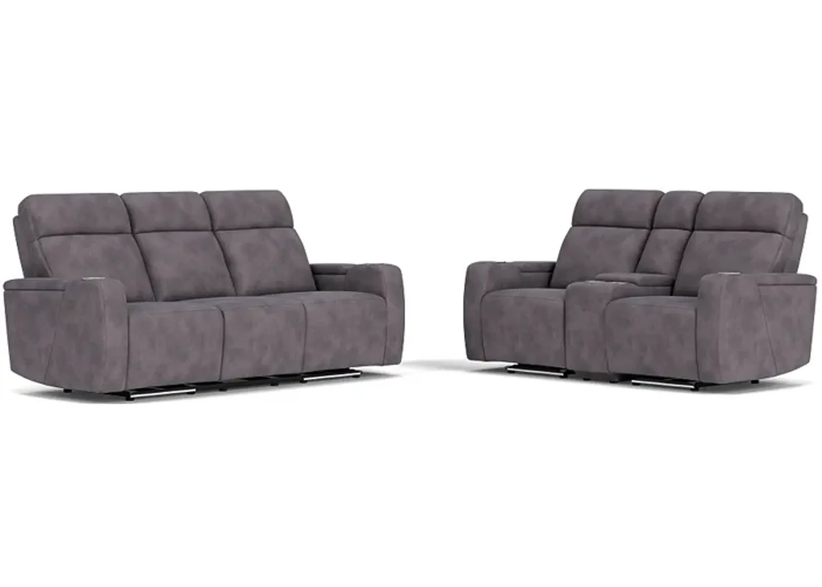 Rhys 2 Power Sofa & Console Loveseat in Gray