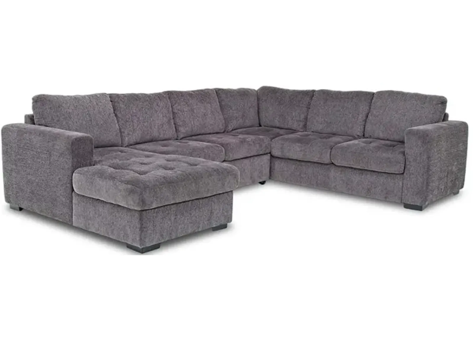 Claire Full Pullout Tux Chaise Sectional in Posh Smoke, Left Facing